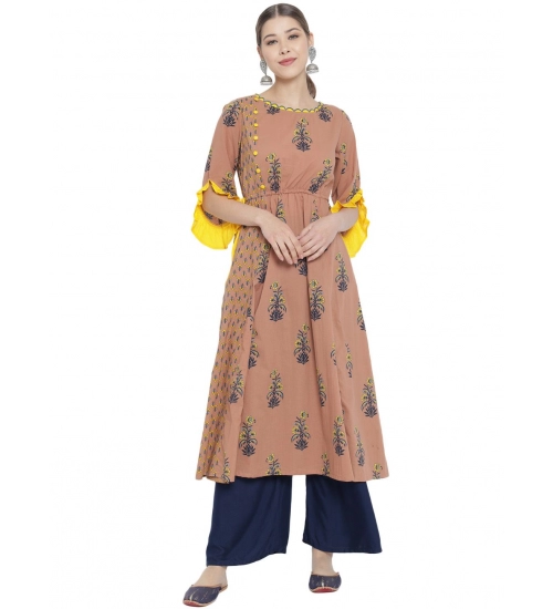 Women's Casual 3/4 th Sleeve Floral Printed Cotton Kurti (MultiColor)