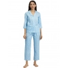 Women's Casual 3/4 th Sleeve Floral Printed Rayon Shirt With Pyjama Pant Night Suit Set (Blue)