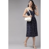 Dropship Women's Casual Sleeveless Stripe Printed Rayon Dress (Blue)