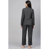 Women's Casual Full Sleeves Polka Dot Printed Rayon Shirt With Pyjama Pant Night Suit Set (Grey)