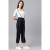 Dropship Women's Casual Short Sleeve Striped Rayon Dungaree (Blue)