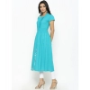 Women's Casual Short Sleeve Embroidery Cotton Slub Kurti (Torque Green) Women's Casual Short Sleeve Embroidery Cotton Slub Kurti (Torque Green)