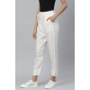 Dropship Women's Casual Checked Rayon Trouser Pant (White)