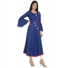 Women's Casual Bell Sleeves Embroidery Rayon Kurti (Blue) Women's Casual Bell Sleeves Embroidery Rayon Kurti (Blue)
