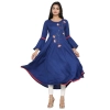 Women's Casual Bell Sleeves Embroidery Rayon Kurti (Blue) Women's Casual Bell Sleeves Embroidery Rayon Kurti (Blue)