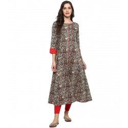Women's Casual 3/4 th Sleeve Printed Cotton Kurti (MultiColor)