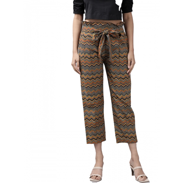 Dropship Women's Casual Printed Cotton Trouser Pant (MultiColor)