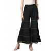 Women's Casual Solid Rayon Sharara (Black)