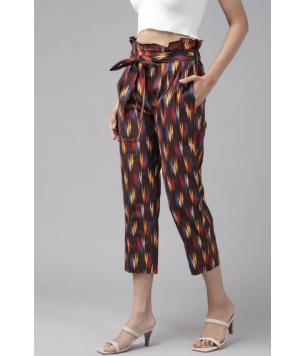 Women's Casual Printed Cotton Trouser Pant (MultiColor)