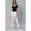 Dropship Women's Casual Checked Rayon Trouser Pant (White)