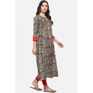 Generic Women's Casual 3/4 th Sleeve Printed Cotton Kurti (MultiColor)