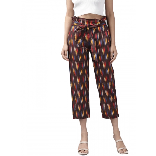 Dropship Women's Casual Printed Cotton Trouser Pant (MultiColor)