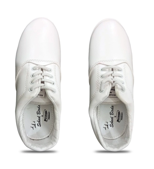 Boy's Rexine School Shoe Lace-Up (White)