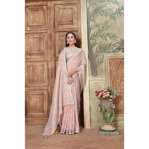 Generic Women's Organza Printed Saree With Unstitched Blouse (Pink, 5-6 Mtrs)