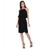 Dropship Women's Cotton Blend Solid Sleeveless Dress (Black)