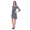 Dropship Women's Cotton Blend Solid 3-4 Sleeve Dress (Blue)