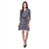 Dropship Women's Cotton Blend Solid 3-4 Sleeve Dress (Blue)