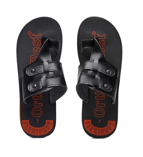 Unisex Rubber Comfortable Orthopedic Doctor Slipper and Flip Flops (Black)