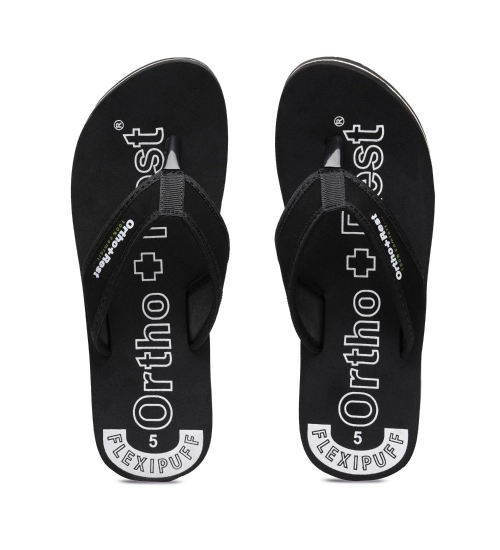 Unisex Rubber Comfortable Orthopedic Doctor Slipper and Flip Flops (Black)