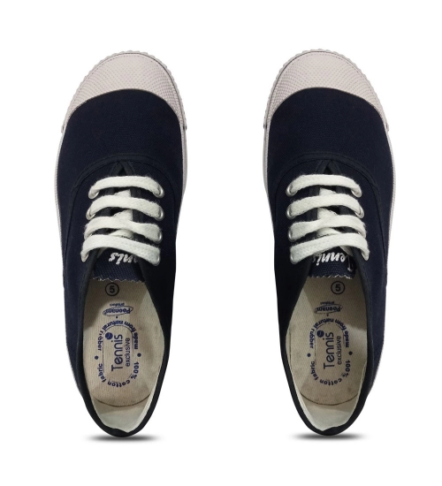 Unisex Cotton School Shoe Lace-Up (Navyblue)