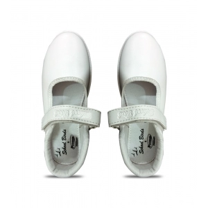 Generic Girls Rexine Ox-Ankle Velcro Closure School Shoe (White)