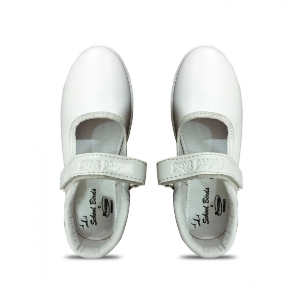 Dropship Girls Rexine Ox-Ankle Velcro Closure School Shoe (White)