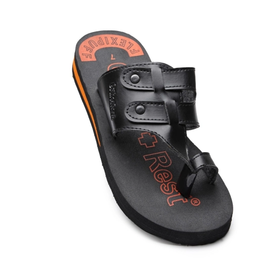 Unisex Rubber Comfortable Orthopedic Doctor Slipper and Flip Flops (Black)