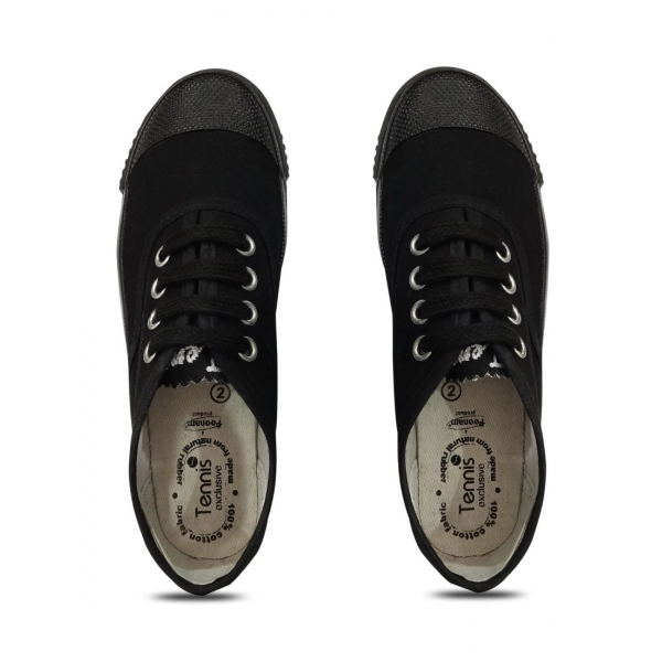Dropship Unisex Cotton School Shoe Lace-Up (Black)