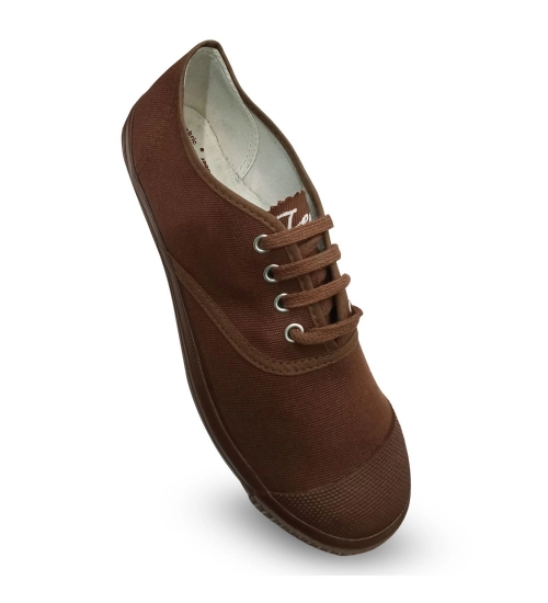 Unisex Cotton School Shoe Lace-Up (Brown)