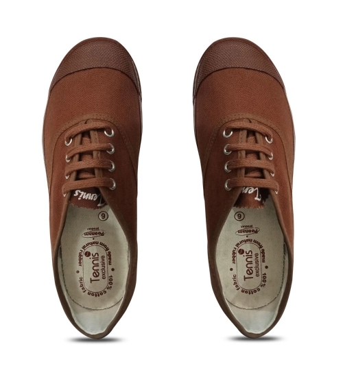 Unisex Cotton School Shoe Lace-Up (Brown)