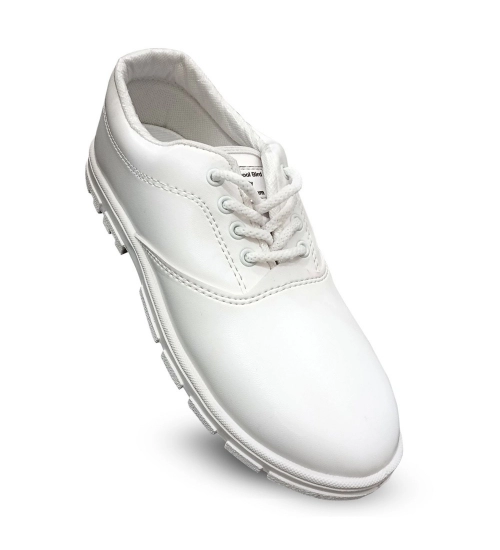 Boy's Rexine School Shoe Lace-Up (White)