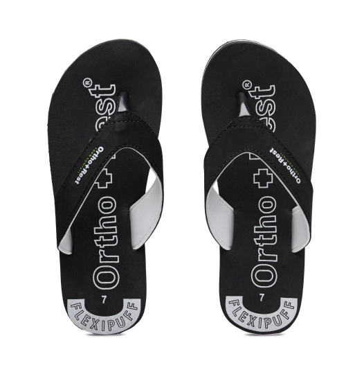 Unisex Rubber Comfortable Orthopedic Doctor Slipper and Flip Flops (Black)