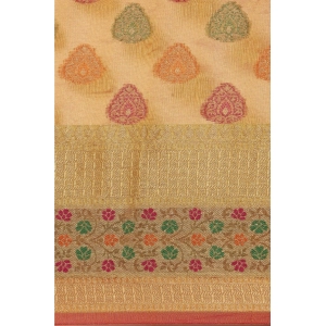 Generic Women's Organza Printed Saree With Unstitched Blouse (Mustard, 5-6 Mtrs)
