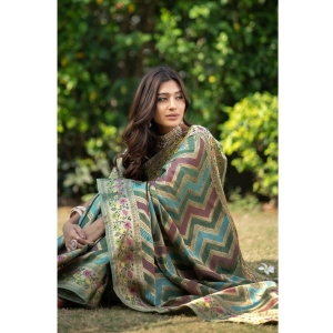Generic Women's Organza Printed Saree With Unstitched Blouse (Green, 5-6 Mtrs)