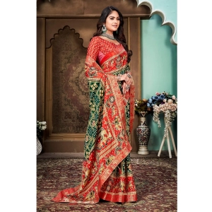 Generic Women's Soft Silk Printed Saree With Unstitched Blouse (Green, 5-6 Mtrs)