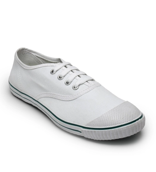 Unisex Cotton School Shoe Lace-Up (White)