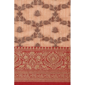 Generic Women's Chanderi Cotton Printed Saree With Unstitched Blouse (Peach, 5-6 Mtrs)