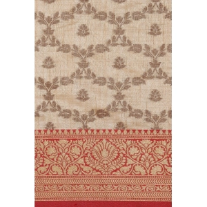 Generic Women's Chanderi Cotton Printed Saree With Unstitched Blouse (Beige, 5-6 Mtrs)