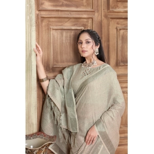 Generic Women's Organza Printed Saree With Unstitched Blouse (Grey, 5-6 Mtrs)