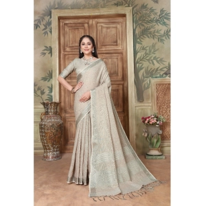 Generic Women's Organza Printed Saree With Unstitched Blouse (Grey, 5-6 Mtrs)