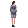 Dropship Women's Cotton Blend Solid 3-4 Sleeve Dress (Blue)