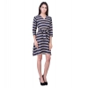 Dropship Women's Cotton Blend Solid 3-4 Sleeve Dress (Blue)