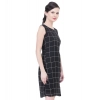 Dropship Women's Cotton Blend Checked Sleeveless Sheath Dress (Black)