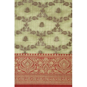 Generic Women's Chanderi Cotton Printed Saree With Unstitched Blouse (Pista, 5-6 Mtrs)