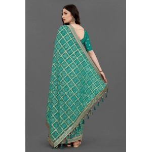 Generic Women's Soft Silk Printed Saree With Unstitched Blouse (Rama, 5-6 Mtrs)