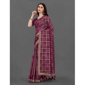 Generic Women's Soft Silk Printed Saree With Unstitched Blouse (Magenta, 5-6 Mtrs)