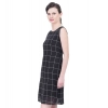 Dropship Women's Cotton Blend Checked Sleeveless Sheath Dress (Black)