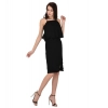 Dropship Women's Cotton Blend Solid Sleeveless Dress (Black)