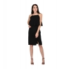 Dropship Women's Cotton Blend Solid Sleeveless Dress (Black)