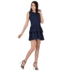 Dropship Women's Cotton Blend Solid Sleeveless Dress (Blue)